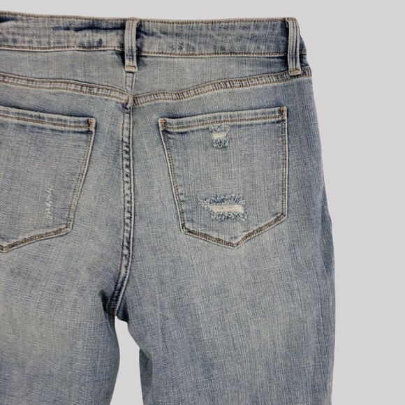 Cosmic Blue Love Distressed Light Wash Woman Skinny Jeans 28 - Picture 3 of 8